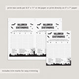 Halloween Scattergories Printable Black & White