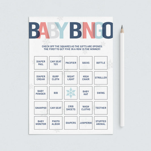 Printable modern blue baby shower baby bingo by LittleSizzle
