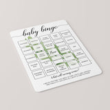 Printable Baby Bingo Game Cards - Greenery