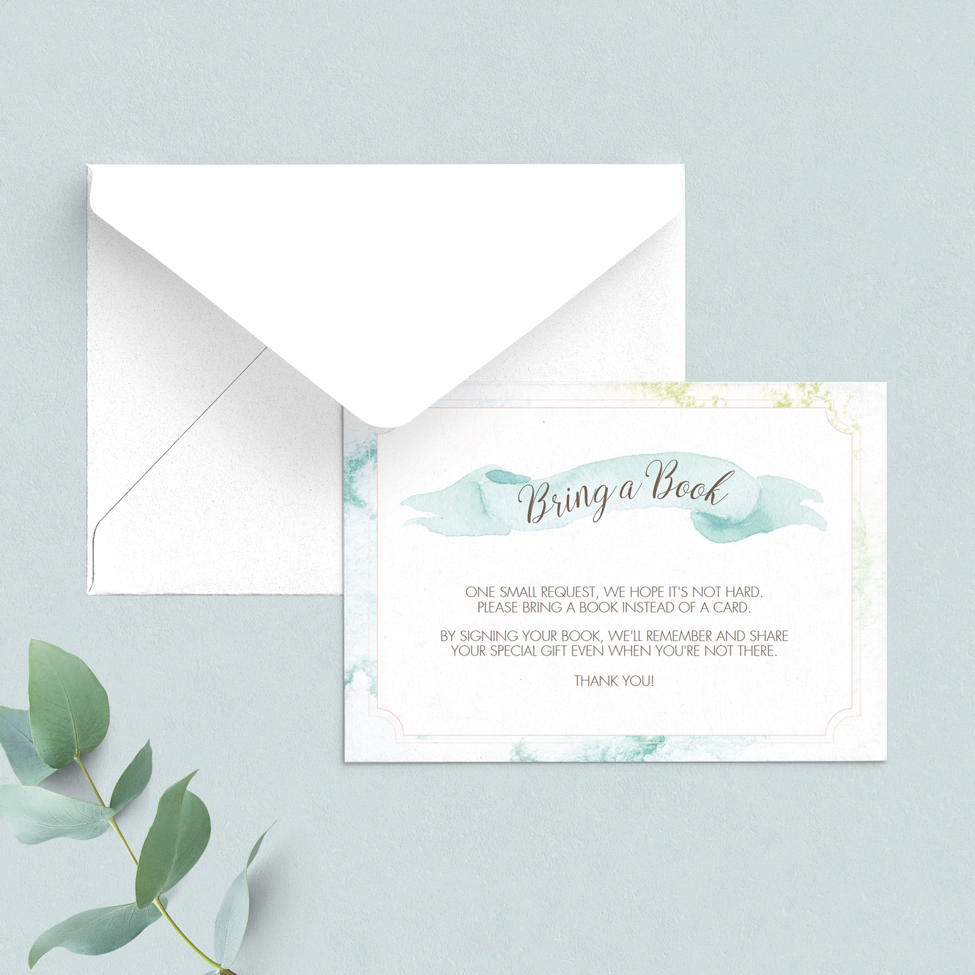 Light blue babyshower book request card printable by LittleSizzle