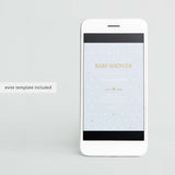 Baby Boy Shower Invitation Template with Gold Hearts