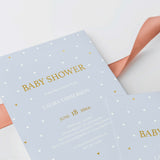 Baby Boy Shower Invitation Template with Gold Hearts
