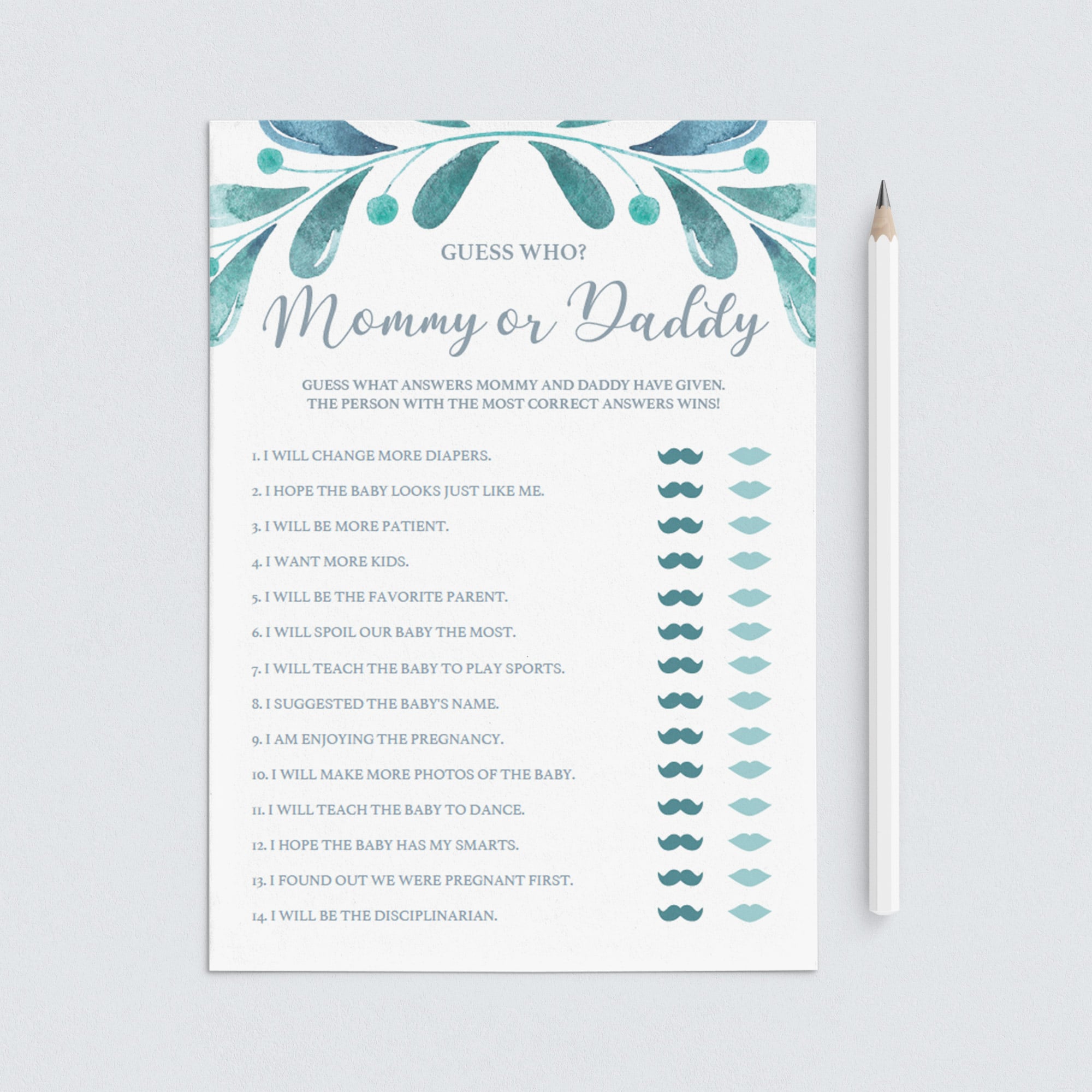 Guess Who Said What Mommy or Daddy Baby Shower Game by LittleSizzle