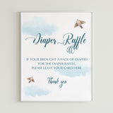 Blue diaper raffle sign for baby boy shower by LittleSizzle