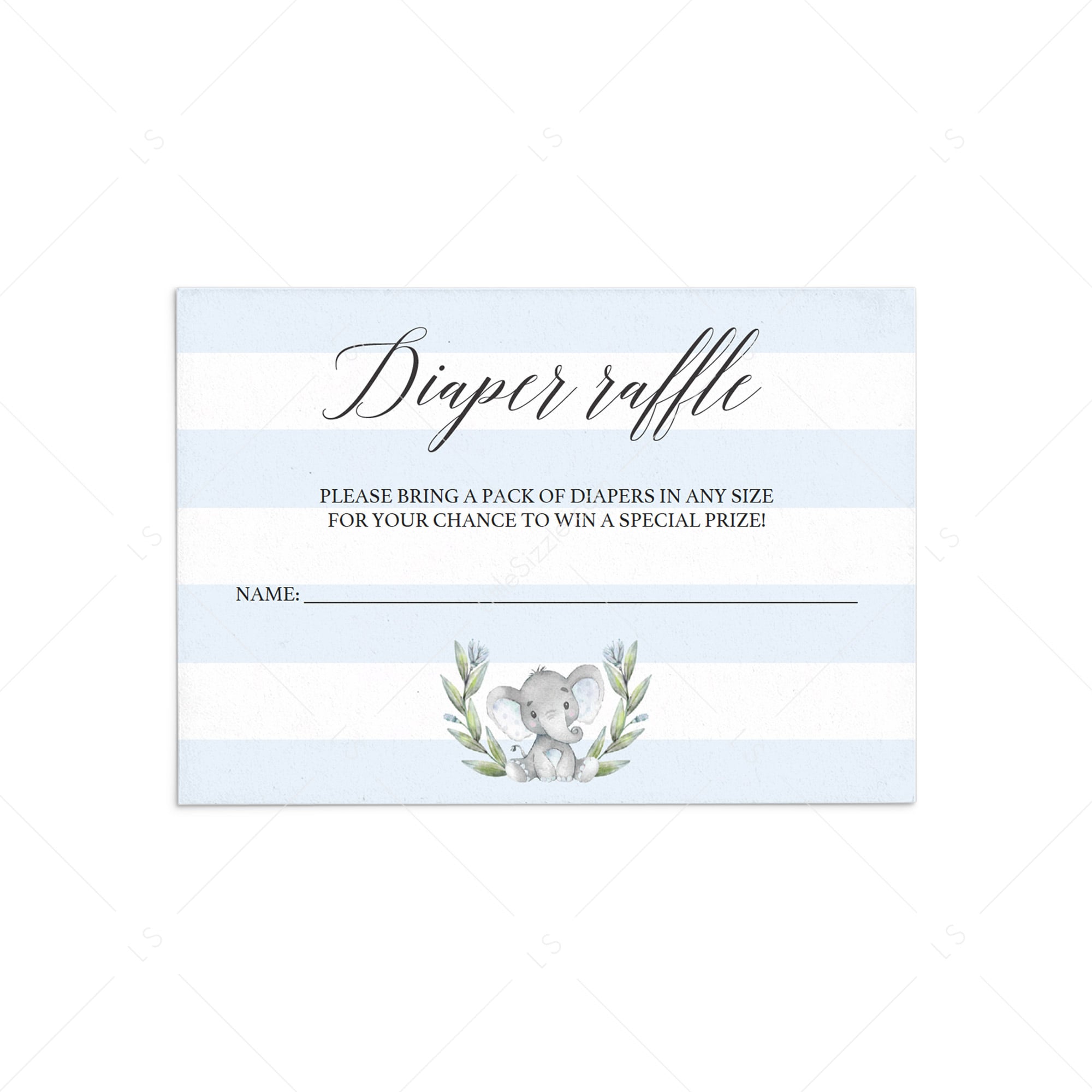 Elephant themed baby shower for boy invitation insert by LittleSizzle