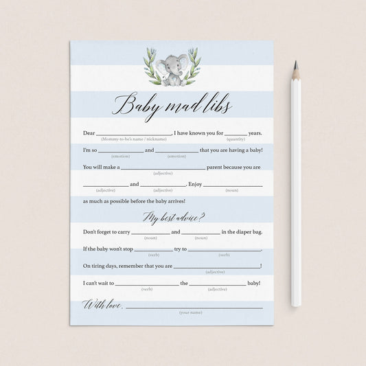 Baby mad libs baby shower game for boy party by LittleSizzle