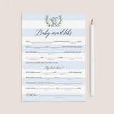 Baby mad libs baby shower game for boy party by LittleSizzle