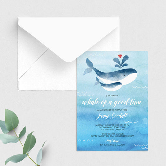 Whale Baby Shower Invitation Template by LittleSizzle