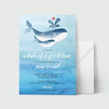 Whale Invitation Set for Boy Baby Shower