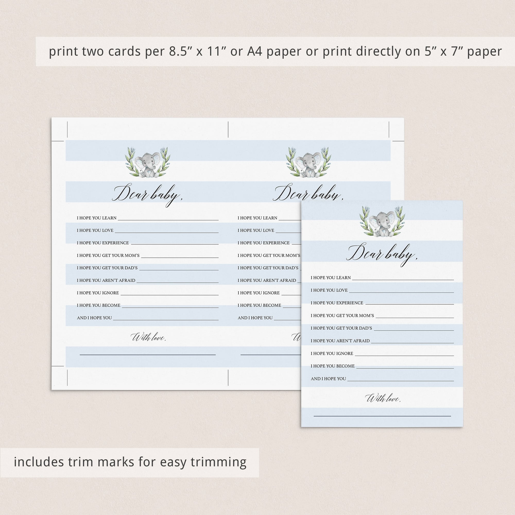 Baby Boy Shower Games printable wishes card by LittleSizzle