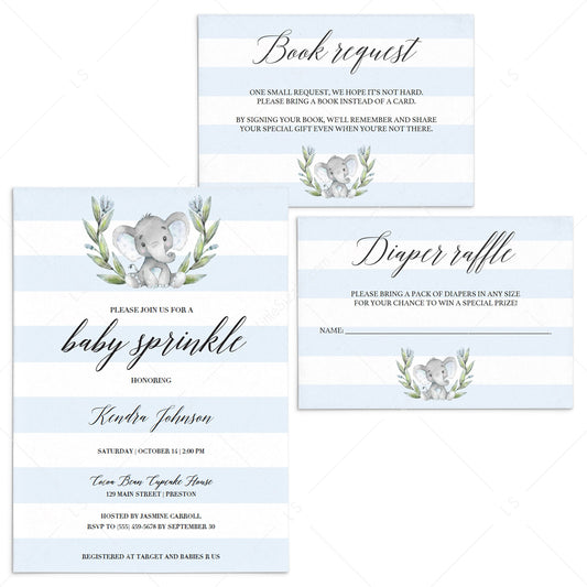 Blue baby sprinkle invitation set templates by LittleSizzle