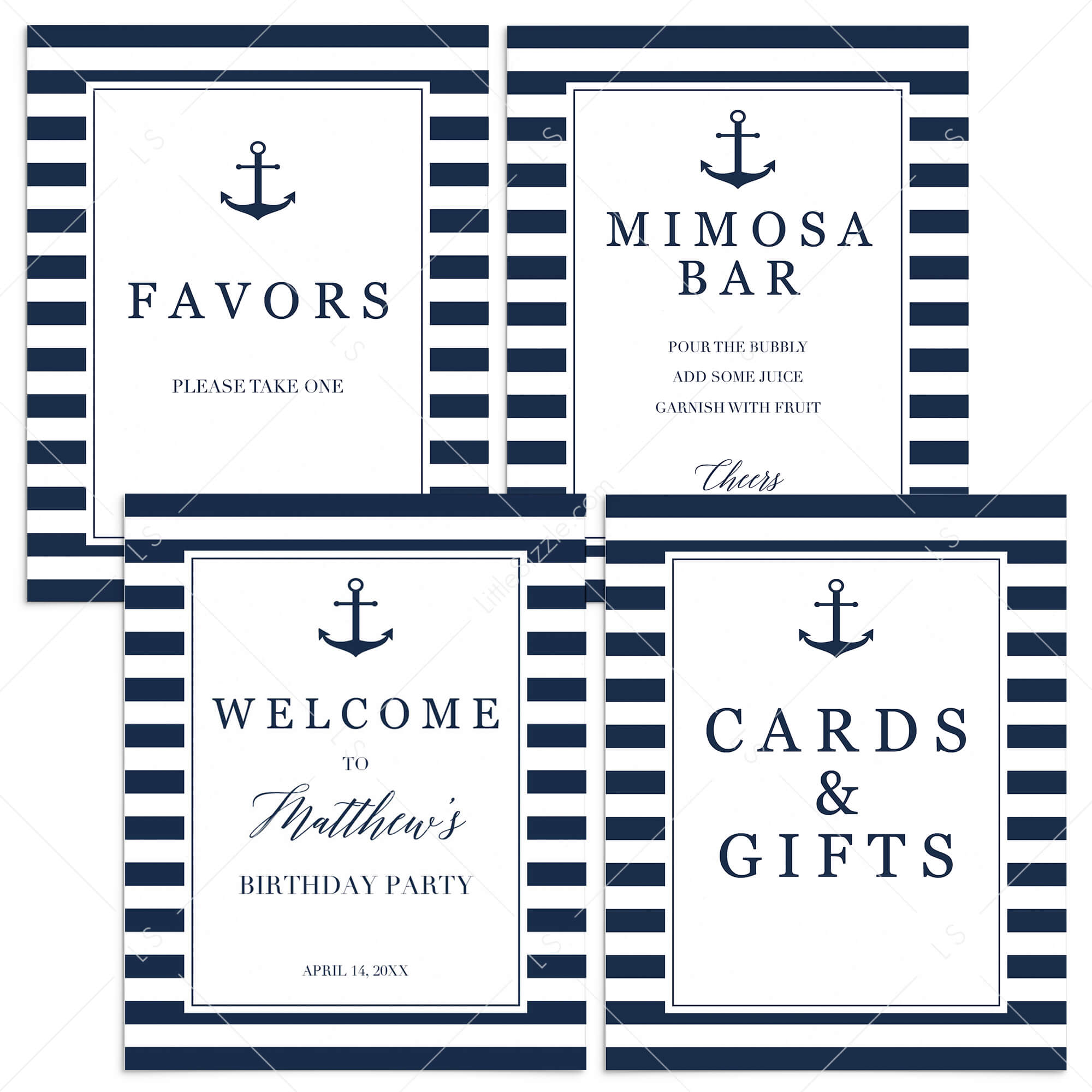 Nautical Party Signs Bundle Printable Instant Download by LittleSizzle