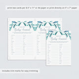 Leaf Baby Shower Games Name The Baby Animal Instant Download