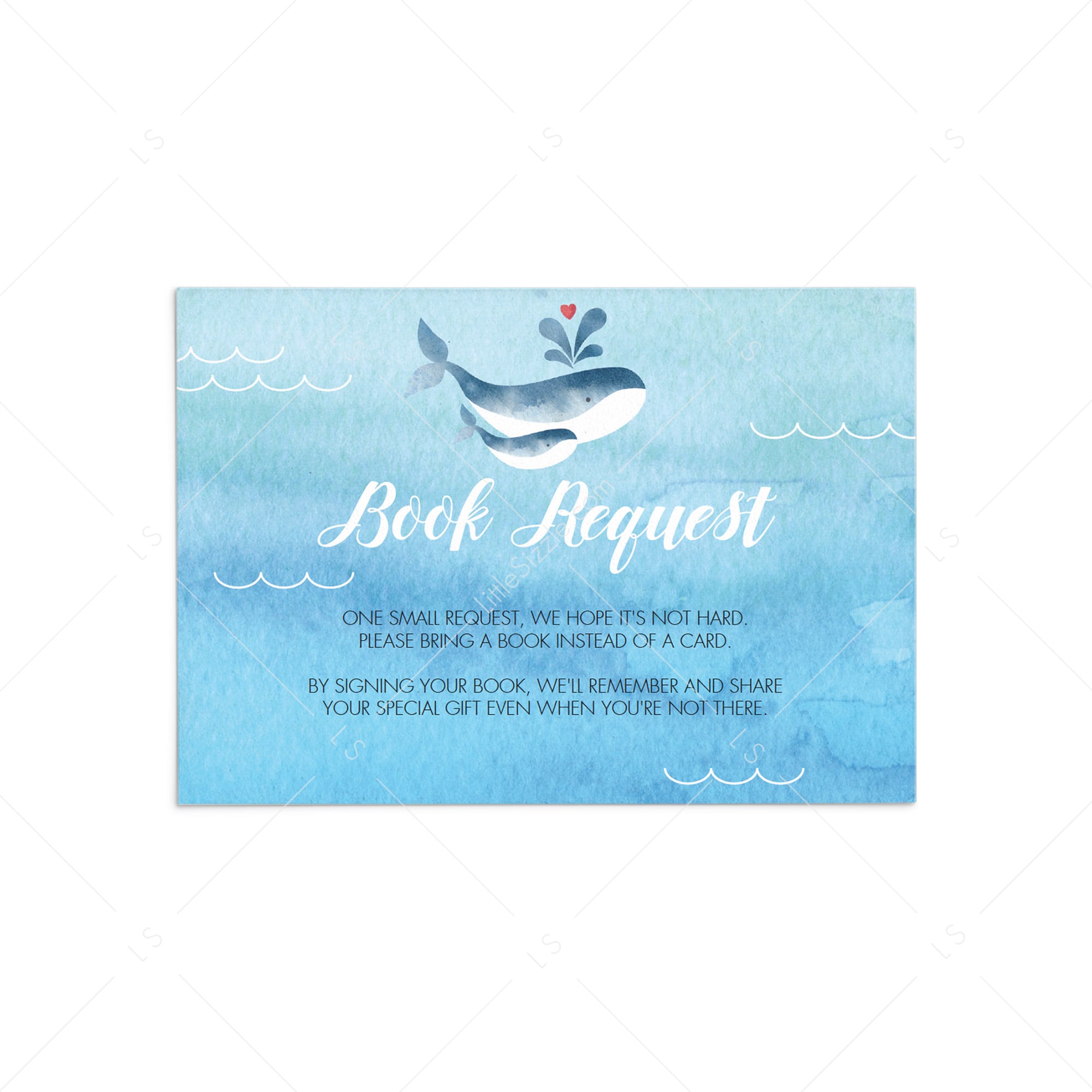 Blue whale baby book request card by LittleSizzle