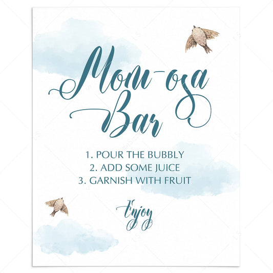 Blue Cloud Baby Shower Momosa Bar Printable