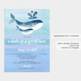 Whale Baby Shower Invitation Template