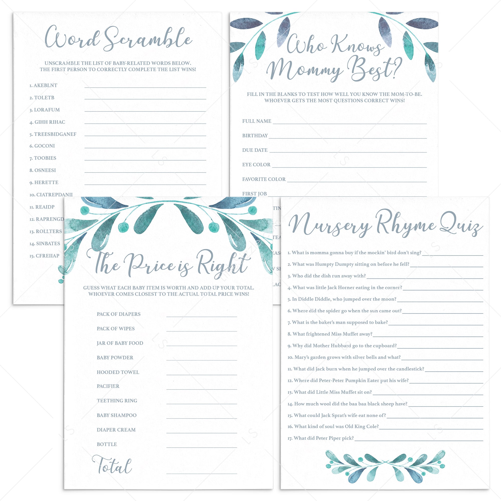 Winter Themed Baby Shower Games Bundle Printable by LittleSizzle