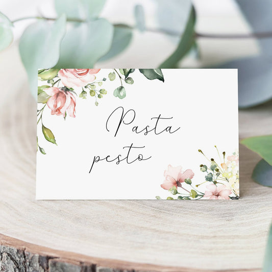 Blush Floral Food Card Templates