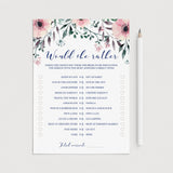 Blush Bridal Shower Games Would She Rather Printable by LittleSizzle