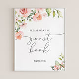 Printable floral guest book sign by LittleSizzle