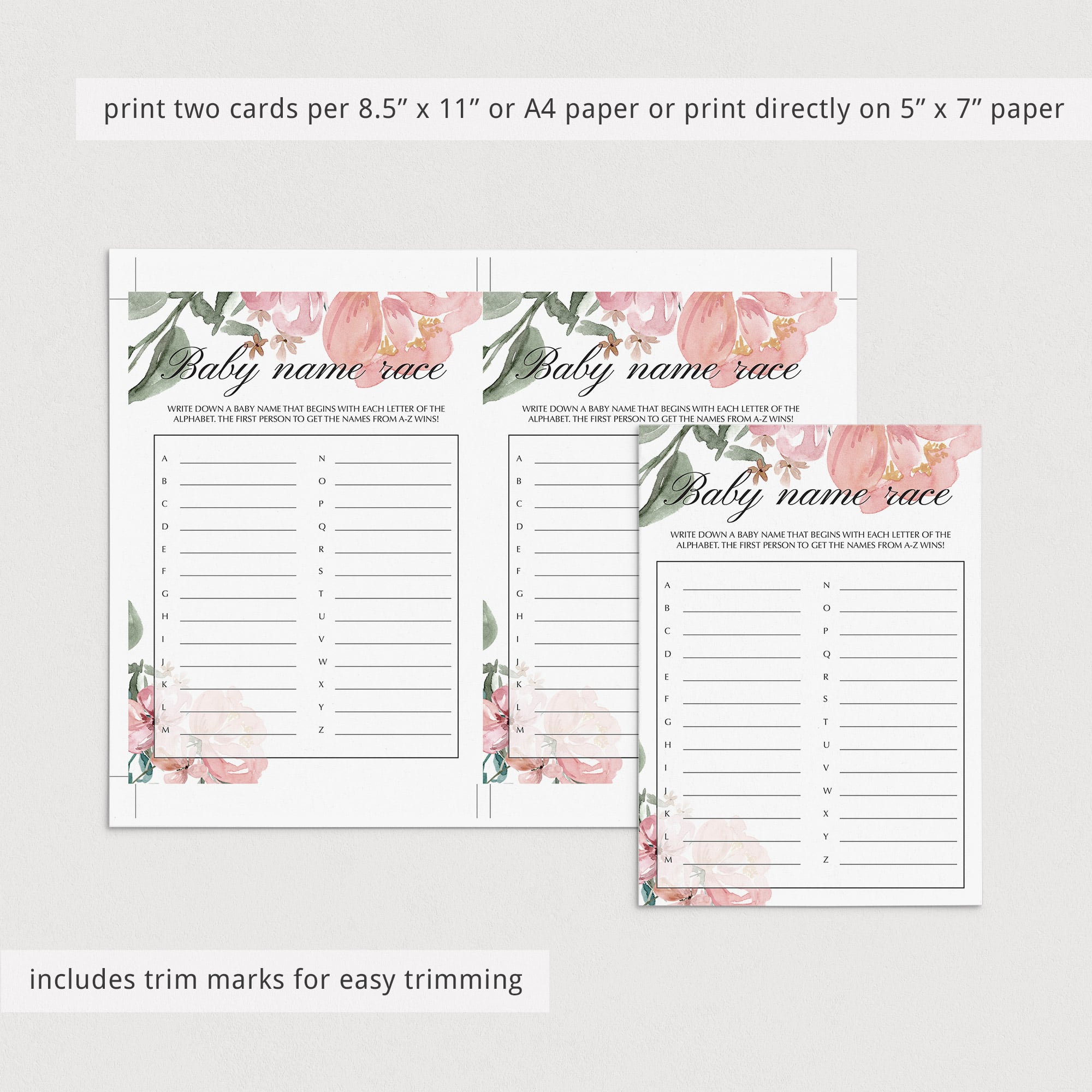 Floral baby shower name guessing game by LittleSizzle