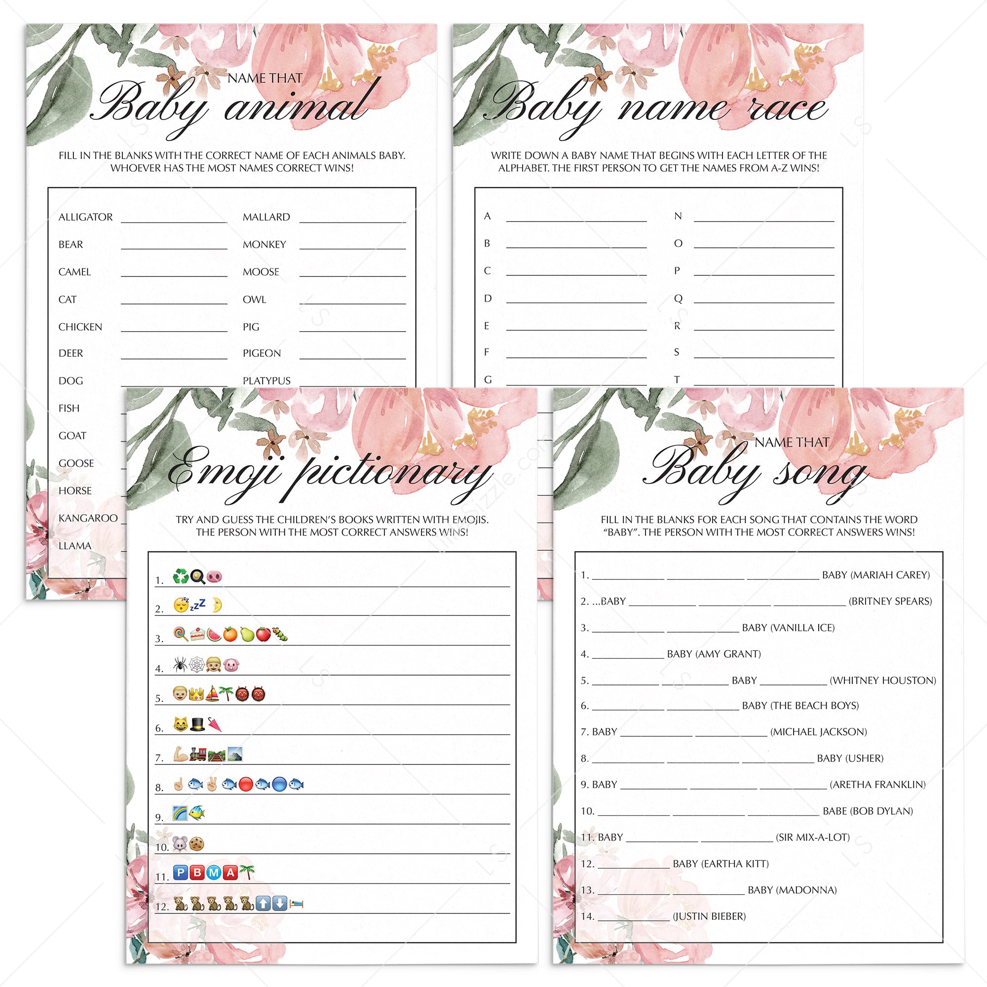 Whimsical Baby Shower Games Package Printable by LittleSizzle