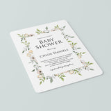 Blush Baby Shower Invitation Template with Floral Frame
