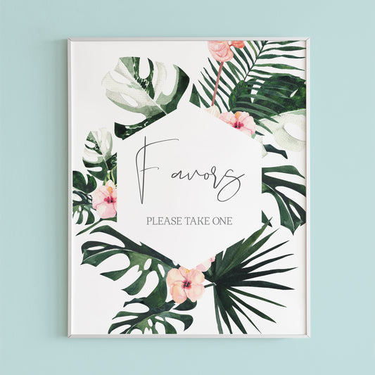Tropical Favors Sign Printable Instant Download