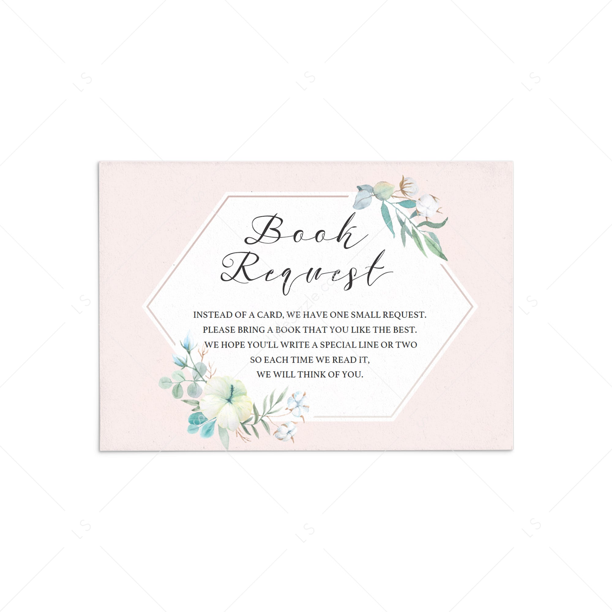 Blush baby shower book request card by LittleSizzle