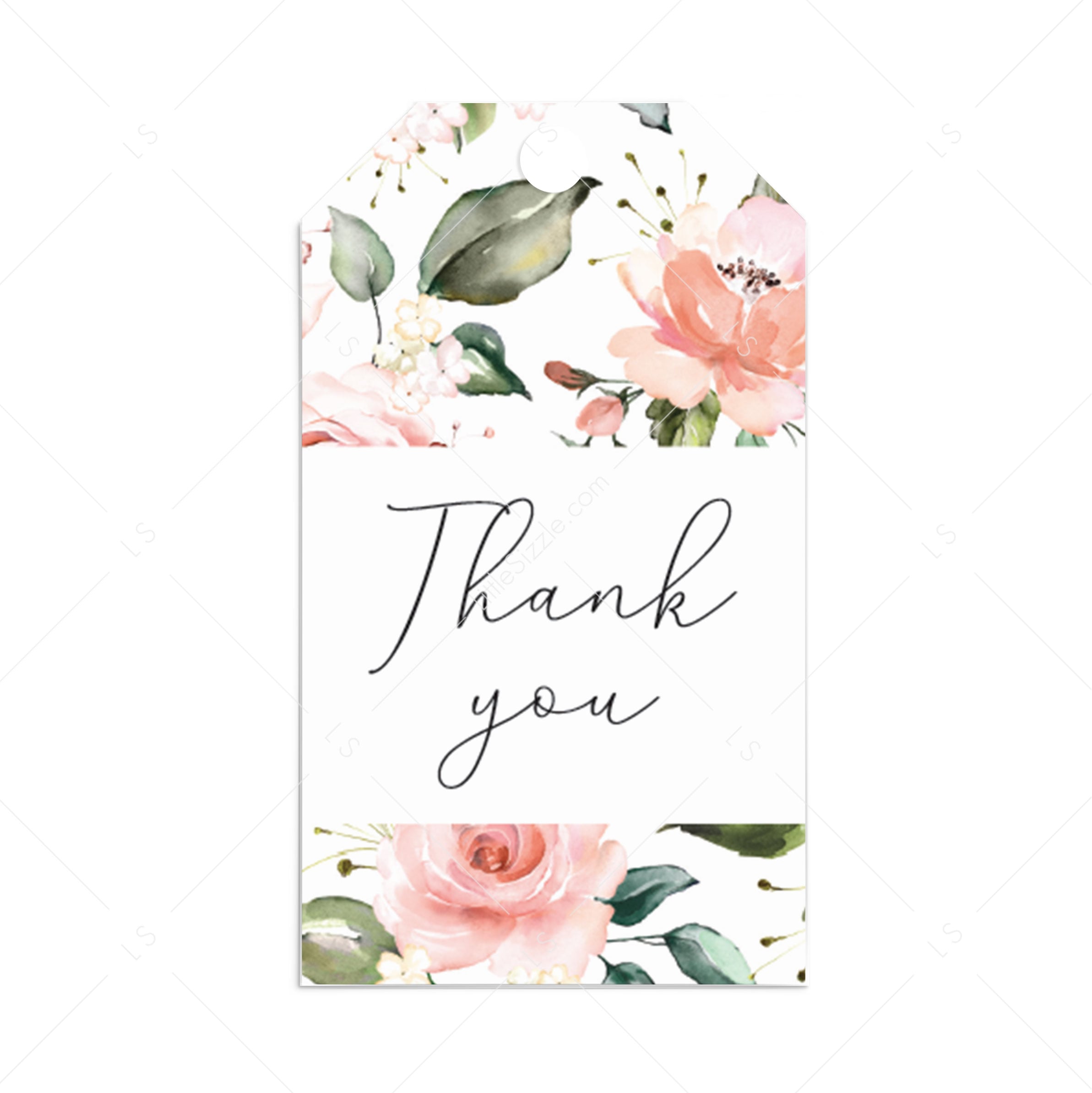 Blush Flowers thank you Favor Tag printable