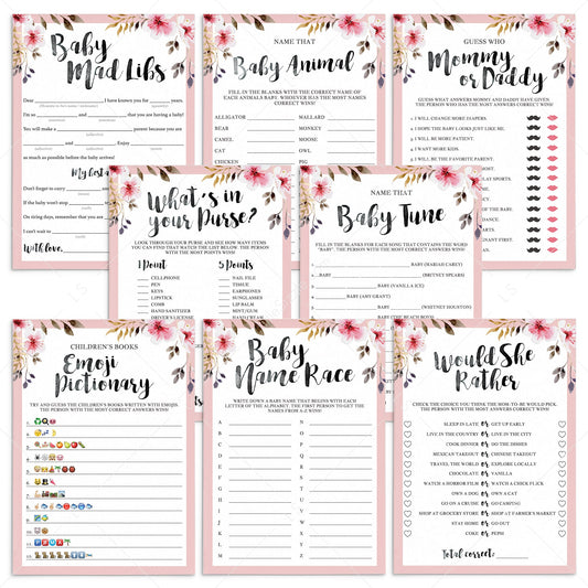 Baby shower games package floral printable by LittleSizzle