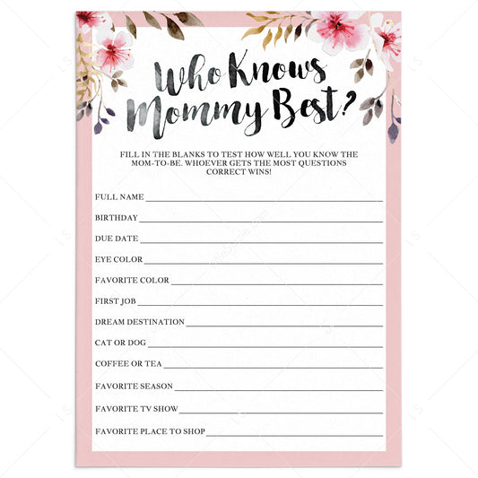 Who knows mommy best game for girl baby showers by LittleSizzle