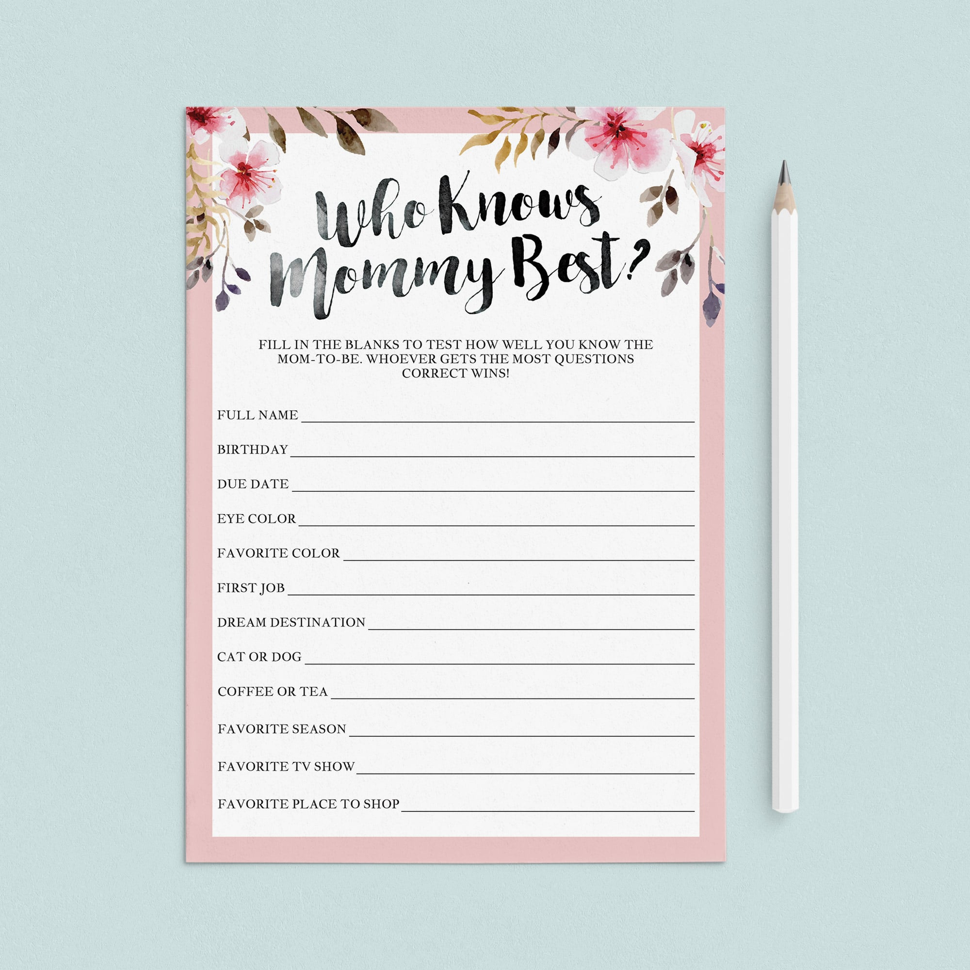 Who knows mommy best game for girl baby showers by LittleSizzle
