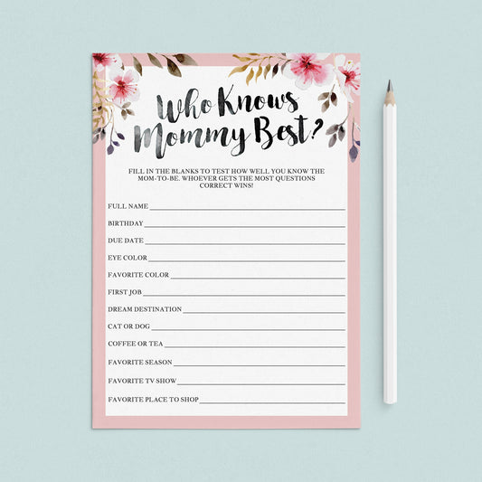Who knows mommy best game for girl baby showers by LittleSizzle