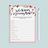 Who knows mommy best game for girl baby showers by LittleSizzle