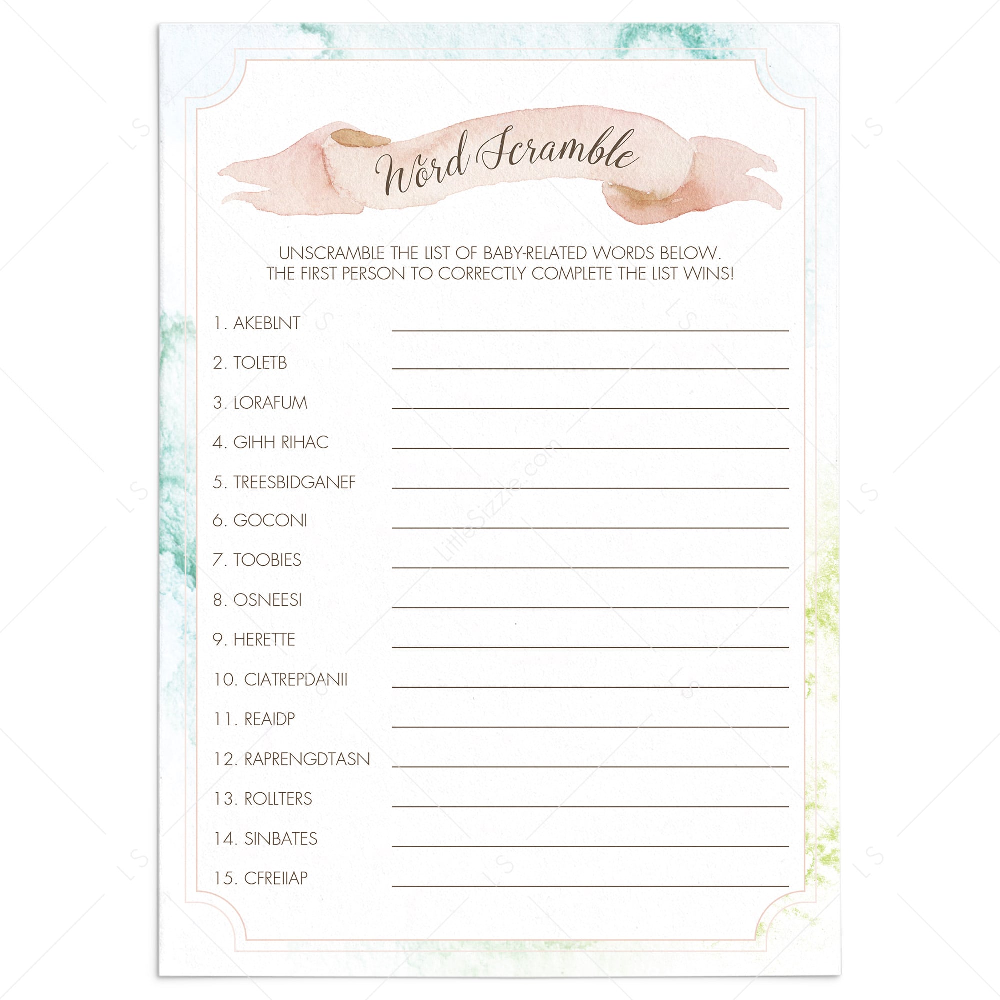 Baby Word Scramble Game With Answers Printable by LittleSizzle