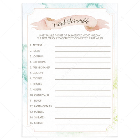 Baby Word Scramble Game With Answers Printable by LittleSizzle