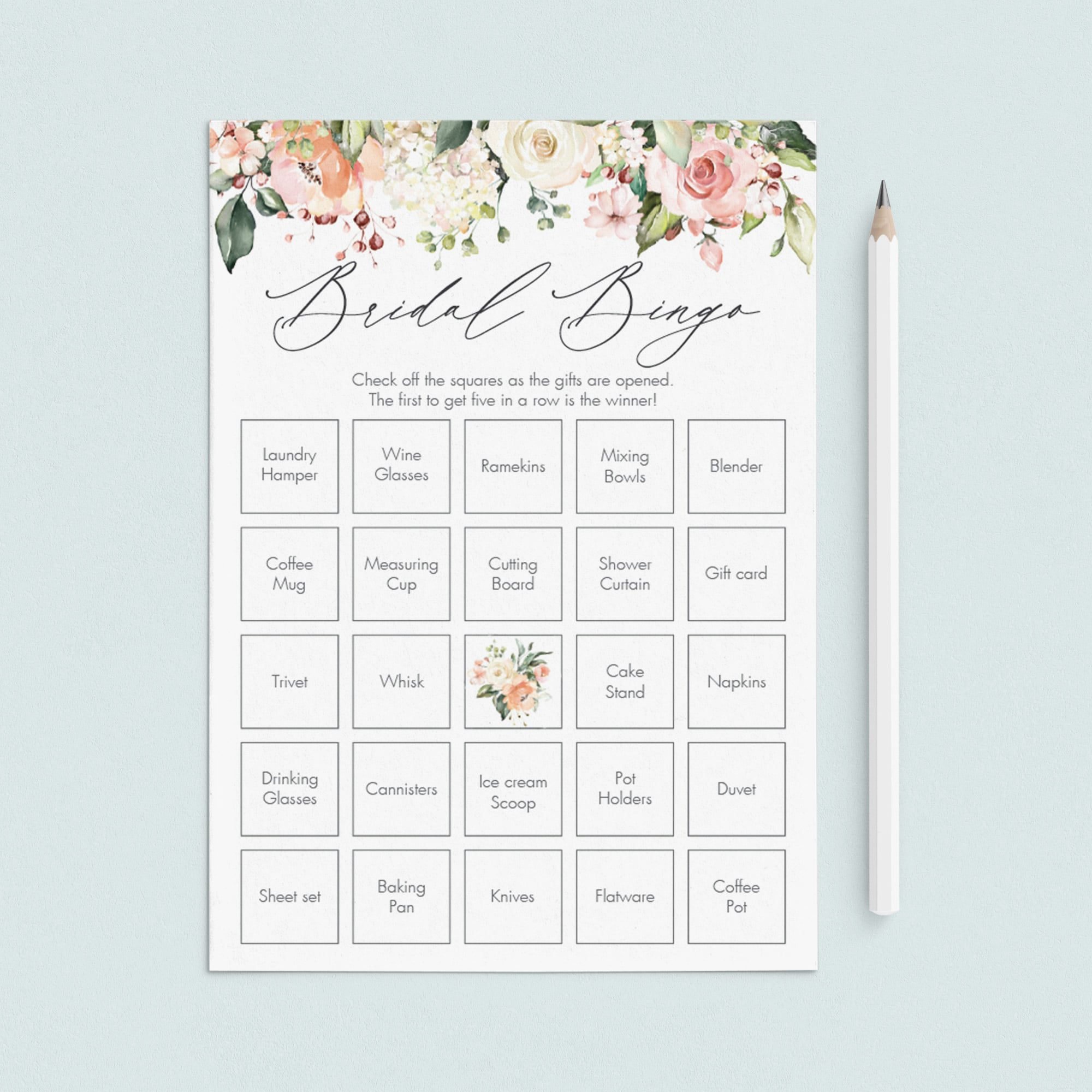 floral bridal bingo template download by LittleSizzle