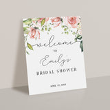 Floral Welcome Sign Template for Bridal Shower Decor