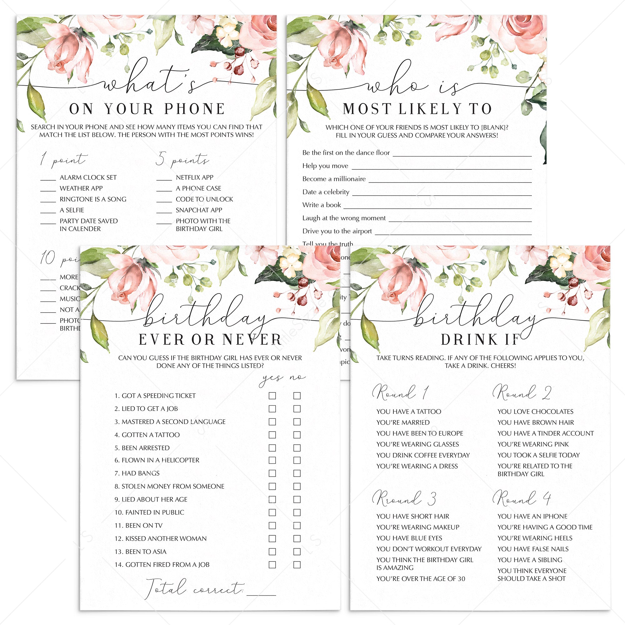 Womens Birthday Party Games for Adults Printable by LittleSizzle
