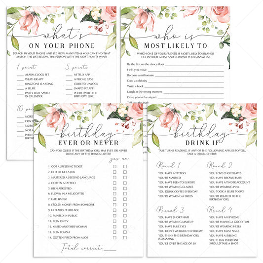 Womens Birthday Party Games for Adults Printable by LittleSizzle