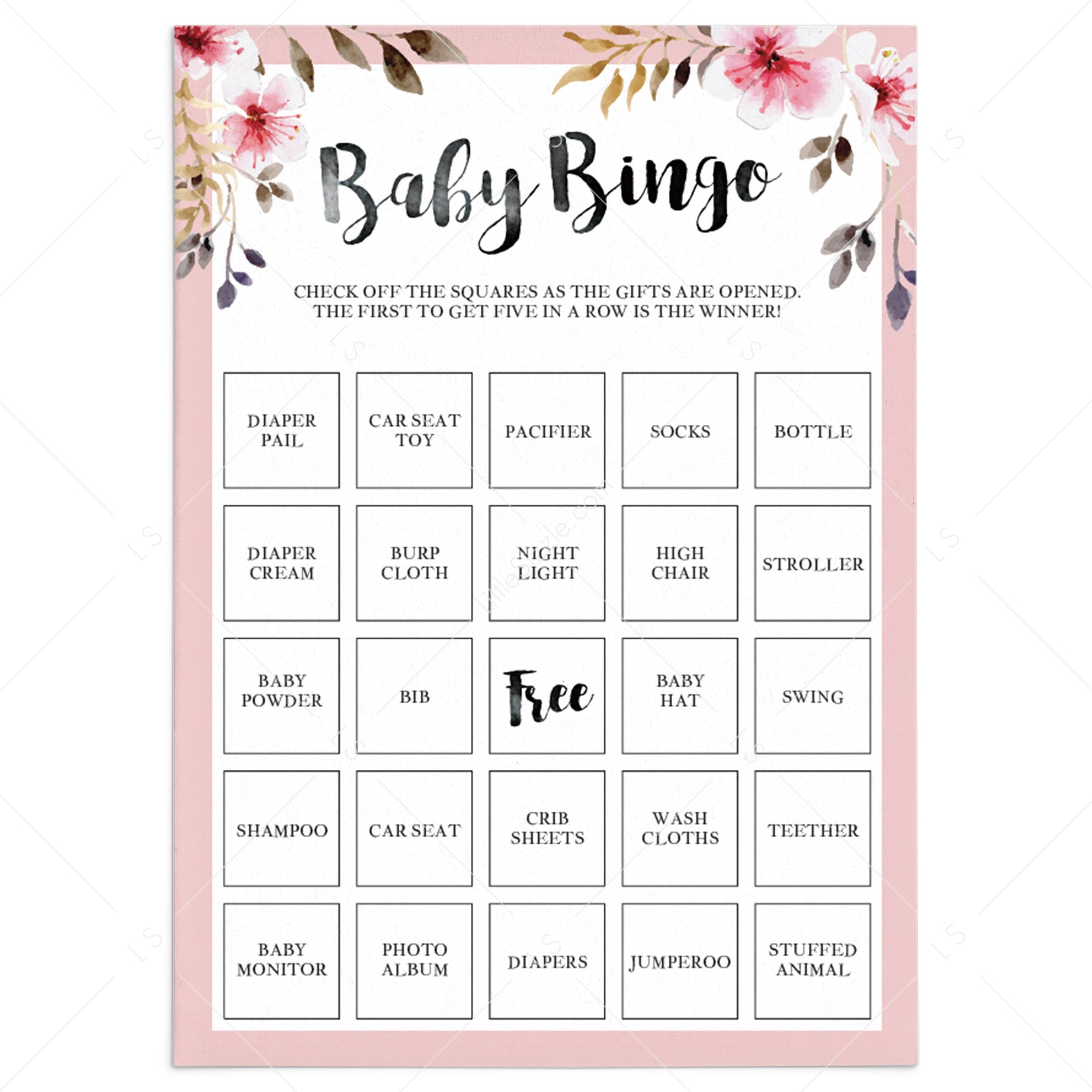 personalized baby bingo cards template
