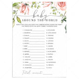 Blush floral baby shower language game printable by LittleSizzle