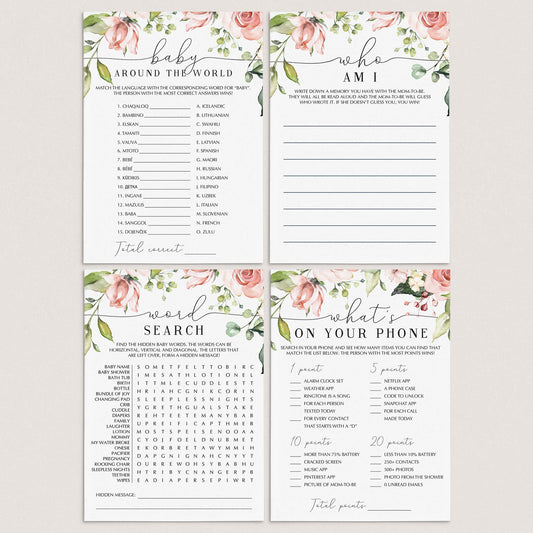 Printable baby shower game package floral theme by LittleSizzle