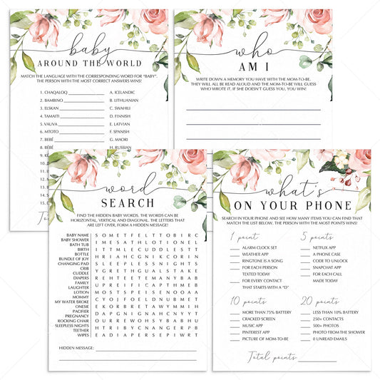 Printable baby shower game package floral theme by LittleSizzle