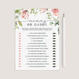 Mommy daddy baby shower game floral theme by LittleSizzle