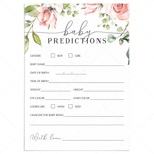 Baby predictions guessing game for baby shower by LittleSizzle
