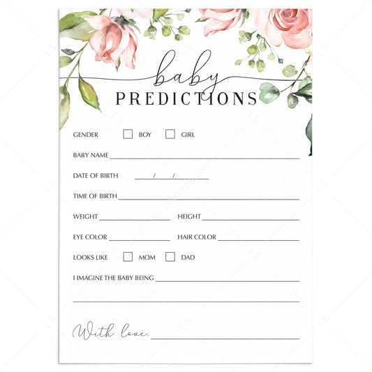 Baby predictions guessing game for baby shower by LittleSizzle