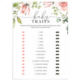Coed Baby Shower Game Baby Traits Printable by LittleSizzle