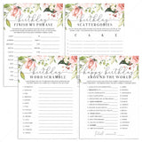 Blush Floral Girl Birthday Party Games Bundle by LittleSizzle
